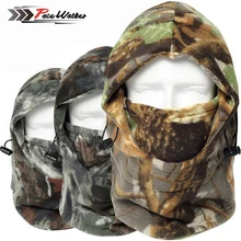 Para boné inverno rosto e pescoço aquecedores velo camuflagem boné balaclava trekking equitação esqui caça chapéu térmico à prova de vento para máscara(China)