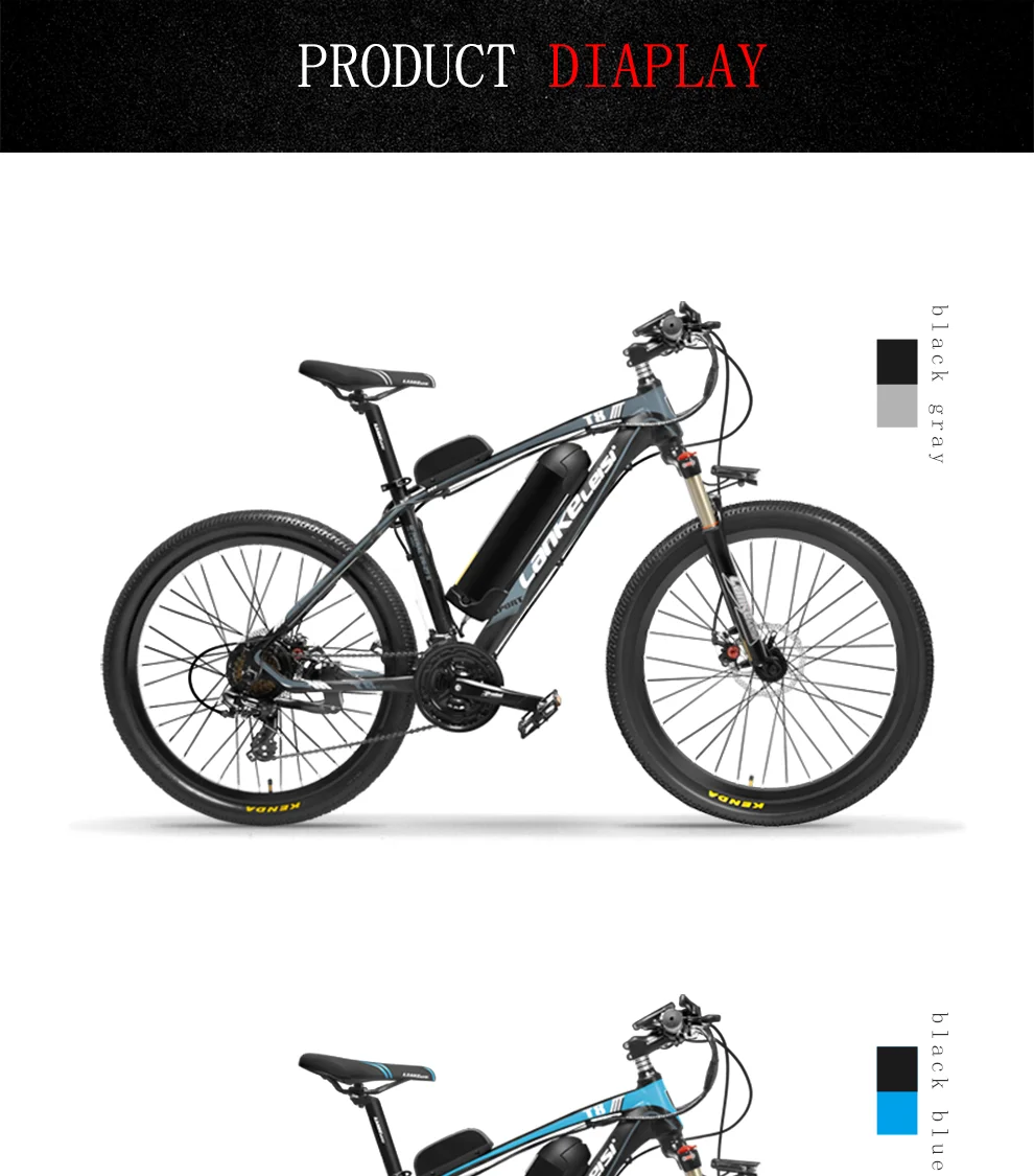 Sale LANKELEISI T8 Mountain E-Bike 21-speed 26*1.95 Tire 400W High-speed Motor 48V 13ah Lithium Battery 12