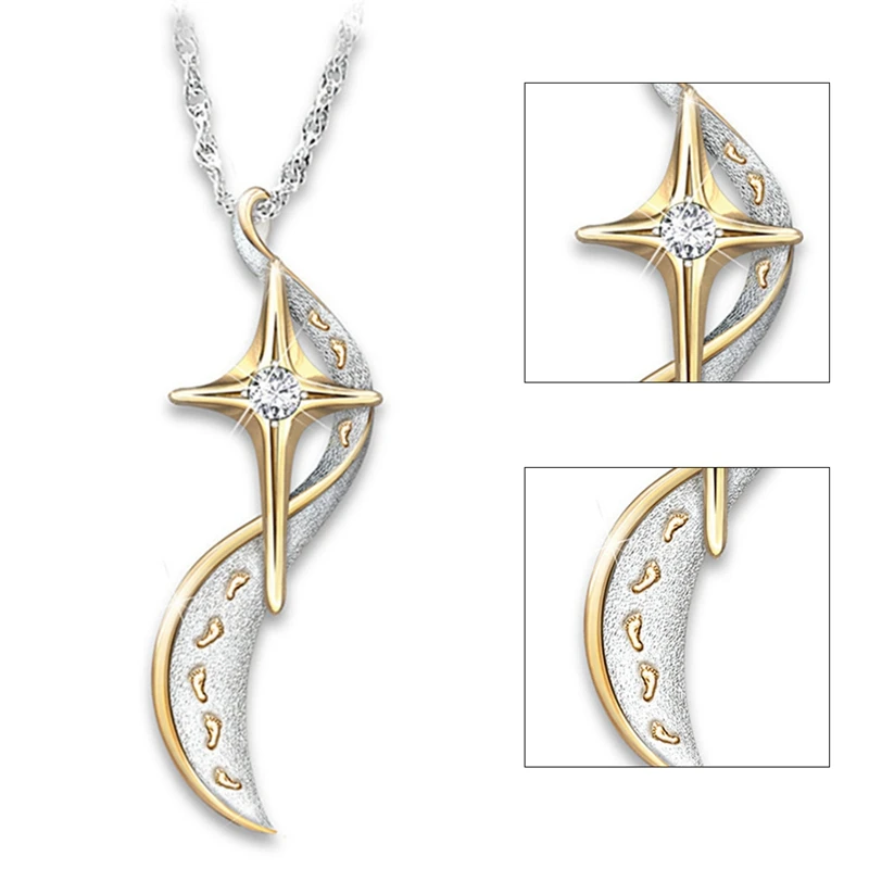 Shining Women Fashion Gold Two-color Footprint Cross Pendant Necklace Alloy Crucifix Engagement Wedding Jewelry Pendant Necklace
Shining Women Fashion Gold Two-color Footprint Cross Pendant Necklace Alloy Crucifix Engagement Wedding Jewelry Pendant Necklace