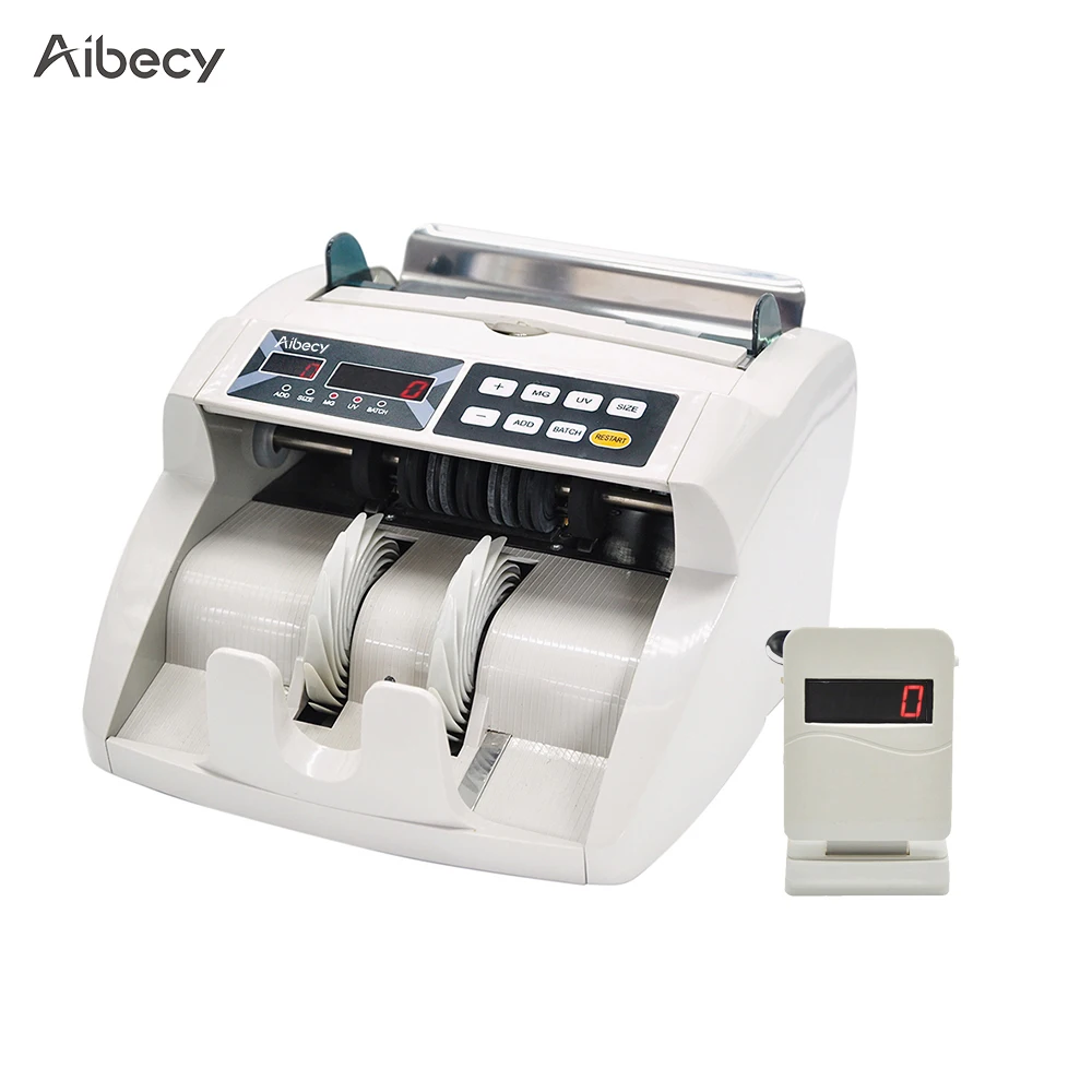 

Aibecy Desktop Multi-Currency Automatic Cash Banknote Money Bill Counter Counting Machine with UV MG Counterfeit Detector