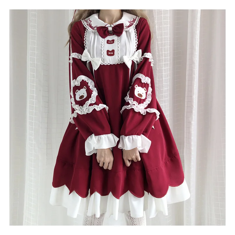 Japanese Cute Ruffles Teenage Girl Casual Tulle Dress Baby Doll Lolita Kawaii Bear Lace Christmas Red Women Short Tutu Dresses
Japanese Cute Ruffles Teenage Girl Casual Tulle Dress Baby Doll Lolita Kawaii Bear Lace Christmas Red Women Short Tutu Dresses