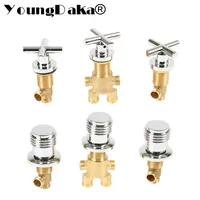 YoungDaka Brass Chrome Bathtub Hot and Cold Water Control Valve Faucet Bath Shower Mixer Bathtub 3 Piece Set Switch Valve image
