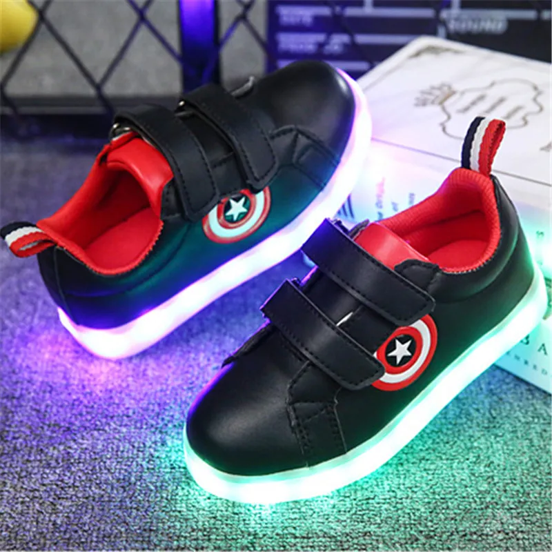 Kezrea Captain America Children Shoes Light Led Luminous Sneakers Boys Girls USB Charging Sport Shoes for Kids Glowing Sneakers
Kezrea Captain America Children Shoes Light Led Luminous Sneakers Boys Girls USB Charging Sport Shoes for Kids Glowing Sneakers
