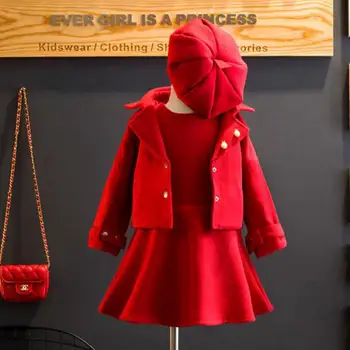 2018 Spring Autumn Baby Girls Clothing Sets Fashion Korean Sundress + Woolen Coat + Red Cap 3pcs Kids Clothes Children Skirt Set
2018 Spring Autumn Baby Girls Clothing Sets Fashion Korean Sundress + Woolen Coat + Red Cap 3pcs Kids Clothes Children Skirt Set