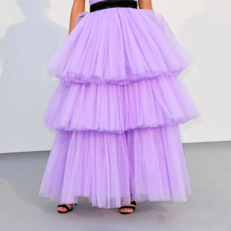 New Arrival Ball Gown Long Prom Skirt Tiered Tulle Puffy Tutu Women Formal Party Skirts Lavender Elastic Waist Maxi Skirt Saia 
New Arrival Ball Gown Long Prom Skirt Tiered Tulle Puffy Tutu Women Formal Party Skirts Lavender Elastic Waist Maxi Skirt Saia