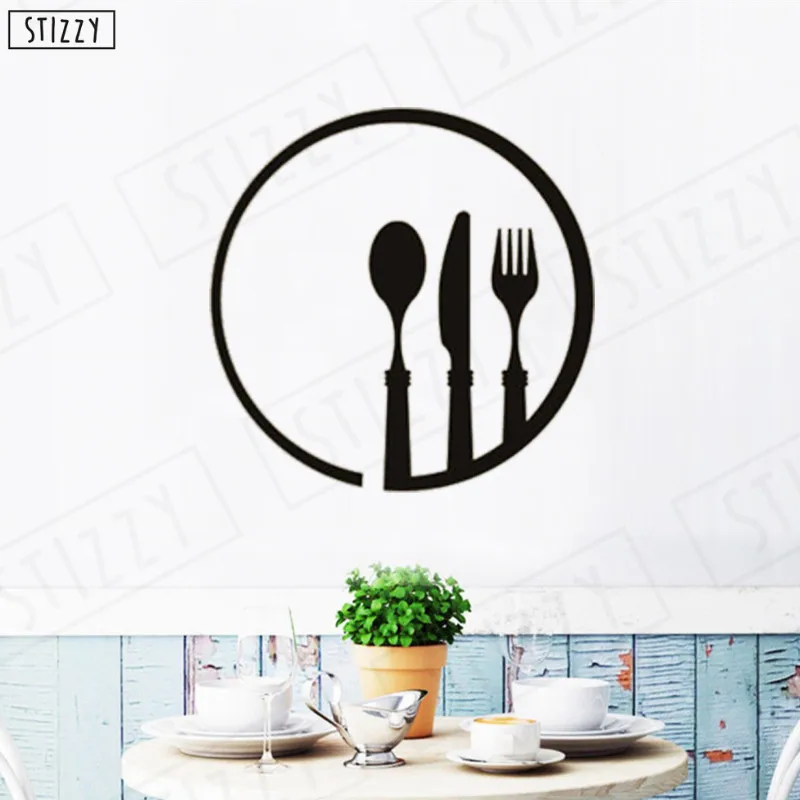 STIZZY Wall Decal Kitchen Tableware Stickers Cutlery Art Mural Dining Room Restaurant Design Modern Home Decor Poster S46 | Дом и сад
