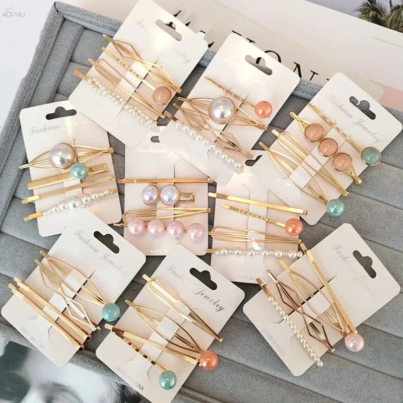 AOMU 4PCS Korea Fashion Metal Hairpins Imitiation Pearl Colorful Beads Hair Clips for Women Irregular Geometric Hair Accessories
AOMU 4PCS Korea Fashion Metal Hairpins Imitiation Pearl Colorful Beads Hair Clips for Women Irregular Geometric Hair Accessories