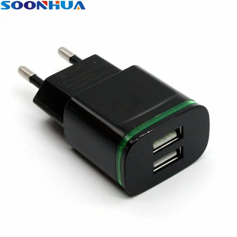 SOONHUA 2 Ports USB Wall Charger EU US Plug For iPhone iPad Samsung Mobile Phone Charging Adapter 5V 2A LED Light USB Charger
SOONHUA 2 Ports USB Wall Charger EU US Plug For iPhone iPad Samsung Mobile Phone Charging Adapter 5V 2A LED Light USB Charger