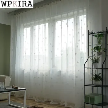 white snowflake embroidered voile curtains for bedroom bay window simple persian cat white organza drapes 157&30
white snowflake embroidered voile curtains for bedroom bay window simple persian cat white organza drapes 157&30