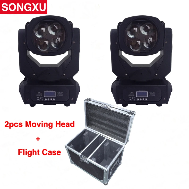 SONGXU 2 pieces 4x25W Colorful 9/15CH 130W LED Super Beam Moving Head Light With 2IN1 Flight case Packing /SX-MH0425 | Лампы и