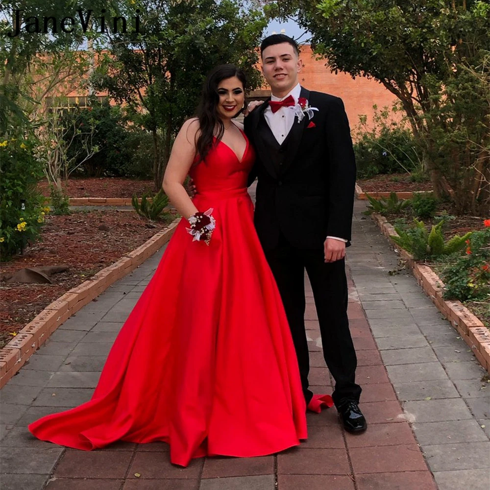 JaneVini Sexy A Line Red Prom Dresses with Pockets Spaghetti Straps Beaded Lace-up Back Plus Size Satin Dress Vestidos De Gala
JaneVini Sexy A Line Red Prom Dresses with Pockets Spaghetti Straps Beaded Lace-up Back Plus Size Satin Dress Vestidos De Gala