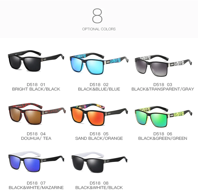 DUBERY 2018 Sport Sunglasses Polarized For Men Sun Glasses Square Driving Personality Color Mirror Luxury Brand Designer UV400 12