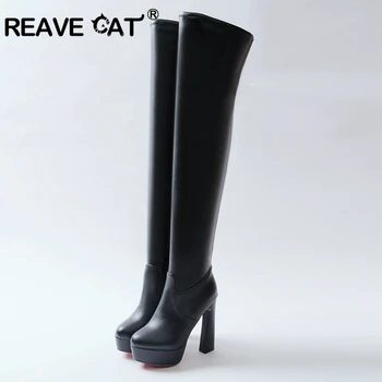 REAVE CAT Women over the knee boot Autumn winter Flock Super high heel boot Round toe Woman shoes Platforms Long high boots A853
REAVE CAT Women over the knee boot Autumn winter Flock Super high heel boot Round toe Woman shoes Platforms Long high boots A853