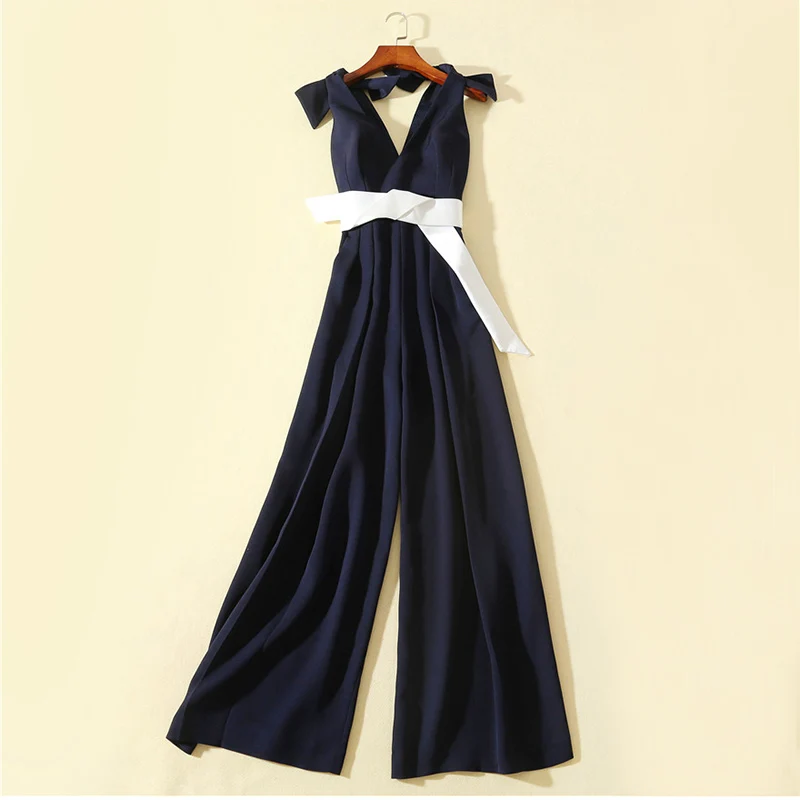 fashion women summer 2019 v neck sleeveless white open back plus size jumpsuit belt romper free shipping
fashion women summer 2019 v neck sleeveless white open back plus size jumpsuit belt romper free shipping