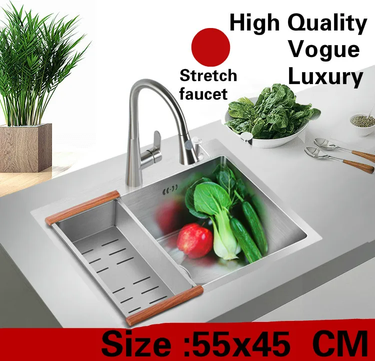 Free shipping Apartment kitchen manual sink single trough stretch faucet wash vegetables 304 stainless steel hot sell 550x450 MM
Free shipping Apartment kitchen manual sink single trough stretch faucet wash vegetables 304 stainless steel hot sell 550x450 MM