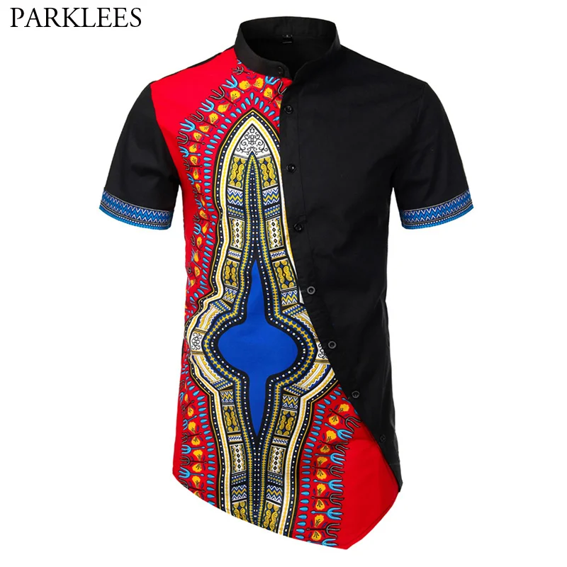 Red Oblique Button Irregular Hem African Dress Shirt Men Brand Slim Fit Short Sleeve African Dashiki Print Mens Shirts Camisa 
Red Oblique Button Irregular Hem African Dress Shirt Men Brand Slim Fit Short Sleeve African Dashiki Print Mens Shirts Camisa