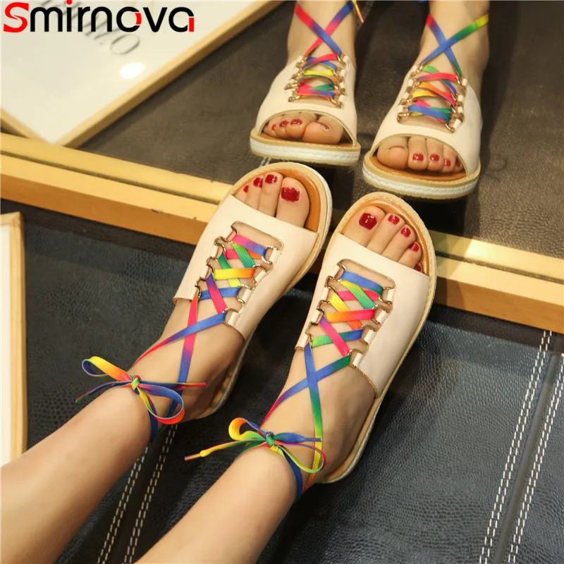 Smirnova big size 34-43 new summer sandals colour lace up flat with casual comfortable slingback cross tied ladies shoes women
Smirnova big size 34-43 new summer sandals colour lace up flat with casual comfortable slingback cross tied ladies shoes women