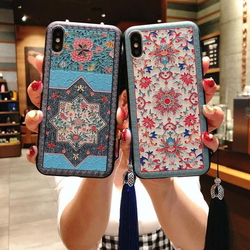 QAYYNIMY Retro Chinese Style Flower Pattern Phone Case with Tassel Pendant For iPhone 6 7 8 Plus X Xs Max XR Soft TPU Back Cover
QAYYNIMY Retro Chinese Style Flower Pattern Phone Case with Tassel Pendant For iPhone 6 7 8 Plus X Xs Max XR Soft TPU Back Cover