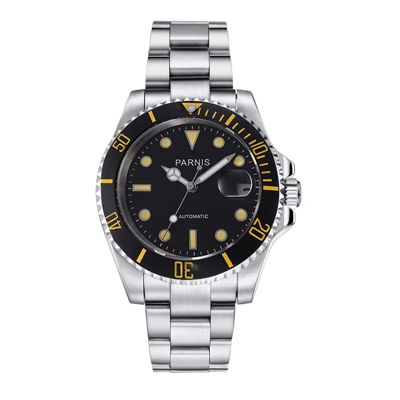 Parnis Mechanical Watches Men Automatic 40mm Rotating Bezel Sapphire Crystal Luminous Stainless Steel Role Top Brand Wrist Watch
Parnis Mechanical Watches Men Automatic 40mm Rotating Bezel Sapphire Crystal Luminous Stainless Steel Role Top Brand Wrist Watch