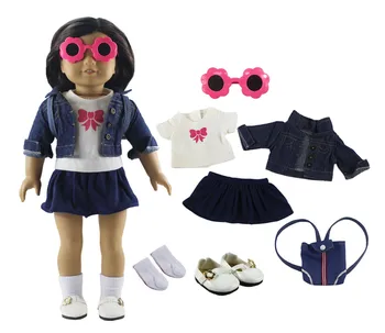 New 7in1 Set Denim Jacket Doll Clothes+Glasses+Shoes+Socks+Bags for 18"American Doll
New 7in1 Set Denim Jacket Doll Clothes+Glasses+Shoes+Socks+Bags for 18"American Doll