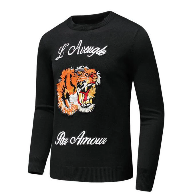 New 2019 Man Luxury Winter l'aveugle par amour embroidered Tiger Casual Sweaters pullover Asian Plug Size High Drake #E213
New 2019 Man Luxury Winter l'aveugle par amour embroidered Tiger Casual Sweaters pullover Asian Plug Size High Drake #E213