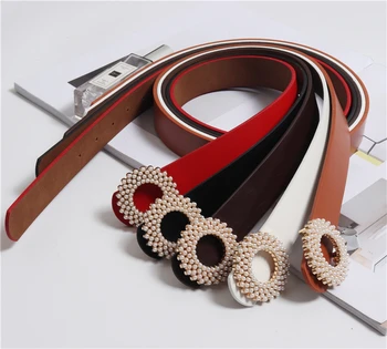 Pearl Buckle Women Waist Belts Solid Leather Jeans Pants Elegant Ladies Adjustable Female Pearl Waistband Dress Corset Belt
Pearl Buckle Women Waist Belts Solid Leather Jeans Pants Elegant Ladies Adjustable Female Pearl Waistband Dress Corset Belt