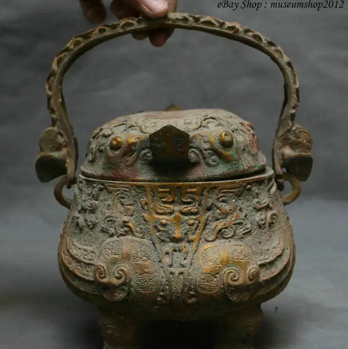 Details about 10" Old Chinese Dynasty Bronze Gilt Ware Food Beast Head Portable Pot Jar Kettle
Details about 10" Old Chinese Dynasty Bronze Gilt Ware Food Beast Head Portable Pot Jar Kettle