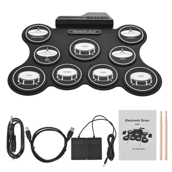 Portable USB Roll Up Drum Kit Digital Electronic Drum Set 9 Silicon Drum Pads with Drumsticks Foot Pedals for Beginners Children
Portable USB Roll Up Drum Kit Digital Electronic Drum Set 9 Silicon Drum Pads with Drumsticks Foot Pedals for Beginners Children