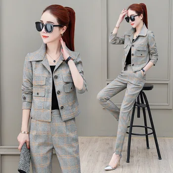 Set female pants suit suit professional suit female 2019 new Korean fashion plaid small suit jacket slim pants two-piece
Set female pants suit suit professional suit female 2019 new Korean fashion plaid small suit jacket slim pants two-piece