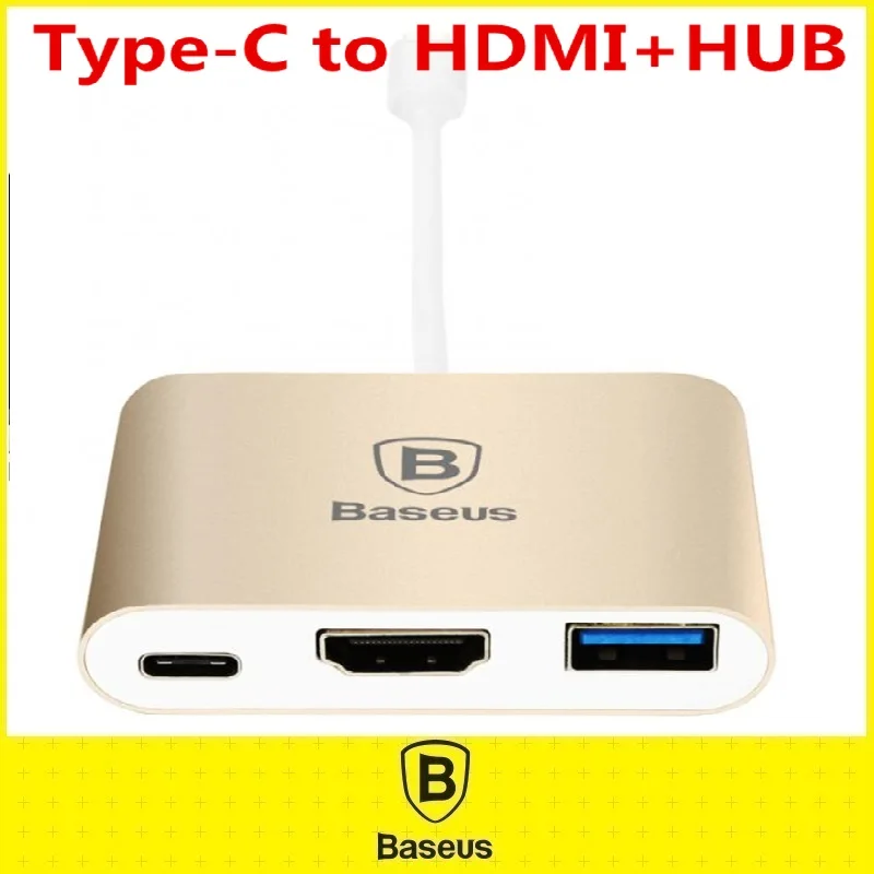 Original Baseus 3 in 1 font b Type C b font To HDMI HUB Adapter Aluminum