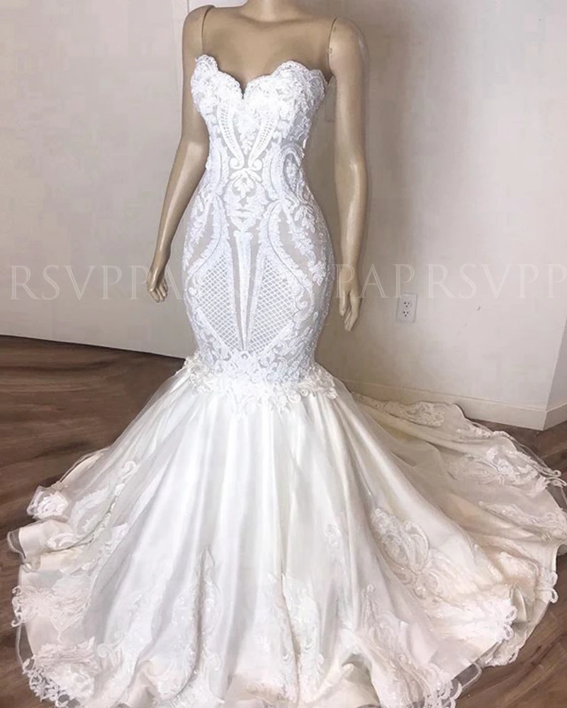 Elegant Sweetheart Mermaid Wedding Dresses 2019 Applique Lace African Bridal Boho White Beach Wedding Gowns
Elegant Sweetheart Mermaid Wedding Dresses 2019 Applique Lace African Bridal Boho White Beach Wedding Gowns