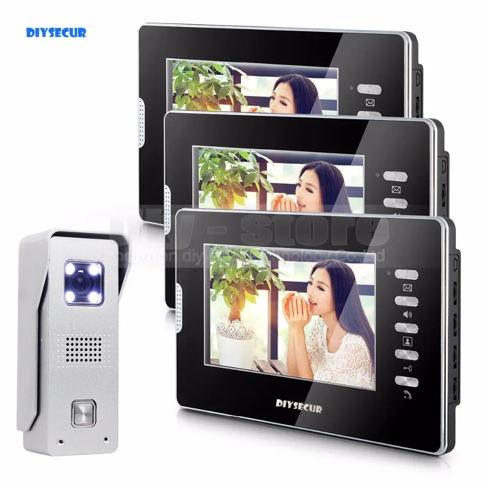 DIYSECUR 7" Video Door Phone Intercom System 1Camera + 3Monitors For Villa Home Office
DIYSECUR 7" Video Door Phone Intercom System 1Camera + 3Monitors For Villa Home Office