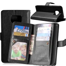 Mutil-Function Wallet Case For Samsung Galaxy S7 / Edge / Plus Leather Cover Unique 9 Card Slot Clear Photo Holder Flip Cases