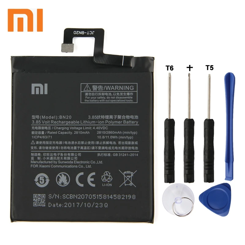 Xiaomi Mi BN20 Phone Battery For Xiao mi 5C M5C BN20 2860mAh Original Replacement Battery + Tool
Xiaomi Mi BN20 Phone Battery For Xiao mi 5C M5C BN20 2860mAh Original Replacement Battery + Tool