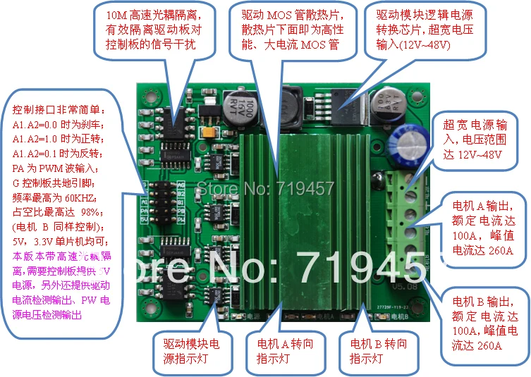FREE SHIPPING Motor drive module dc motor driver 100a double high power h optocoupler isolation
FREE SHIPPING Motor drive module dc motor driver 100a double high power h optocoupler isolation