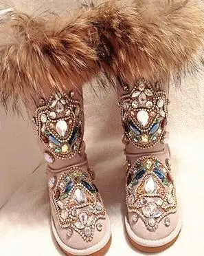 Hot Winter Woman Warm Fox Hair Snow Boots Female Slip-on Flat Shoes Woman Casual Mid-calf Boots Girls Bling Crystal Boots
Hot Winter Woman Warm Fox Hair Snow Boots Female Slip-on Flat Shoes Woman Casual Mid-calf Boots Girls Bling Crystal Boots