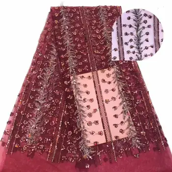 2018 African high quality wine velvet sequence French Nigerian sequins net tulle mesh Swiss lace fabric for dress 5yards/lot
2018 African high quality wine velvet sequence French Nigerian sequins net tulle mesh Swiss lace fabric for dress 5yards/lot