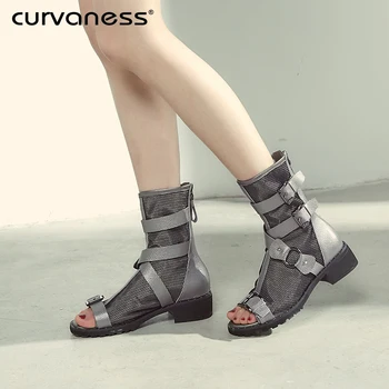 Curvaness Summer Boots With Open Toe Footwear Woman Boots On Summer Mesh Rome Style 2019 Spring Low Heels Ladies Shoes
Curvaness Summer Boots With Open Toe Footwear Woman Boots On Summer Mesh Rome Style 2019 Spring Low Heels Ladies Shoes