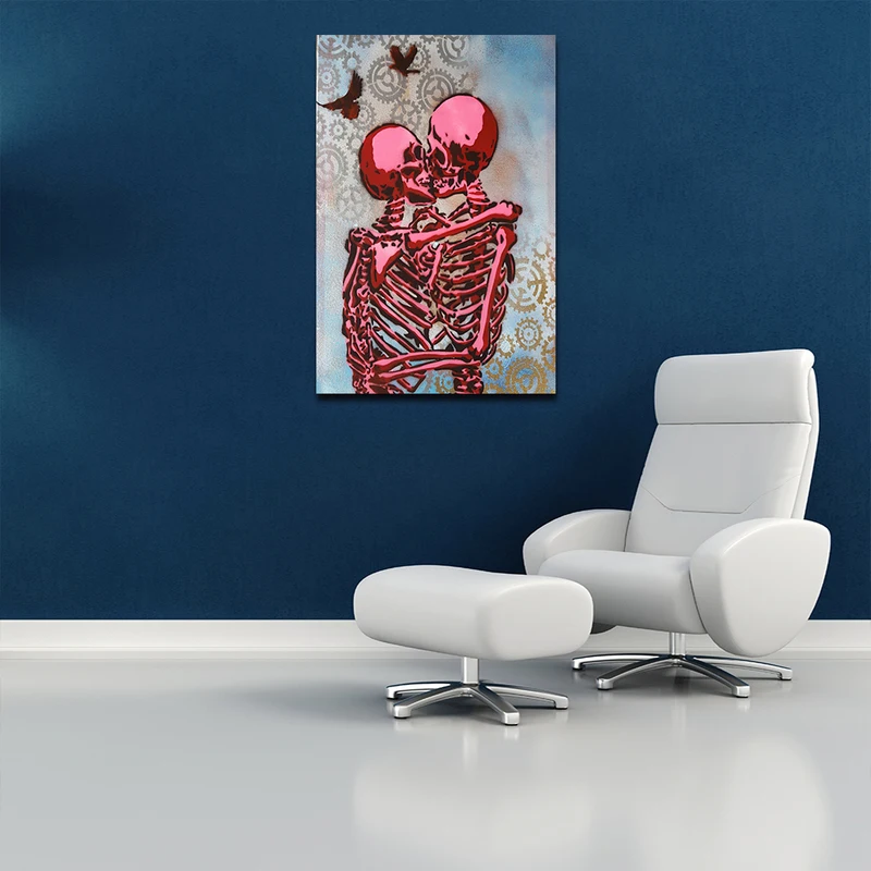 Wall Decor Canvas Painting Skull Sticker For Bedroom Living Room Wall Decorations (6)