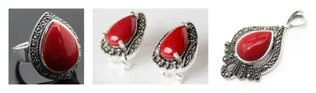 Lady's designed Red Carved Lacquer Marcasite 925 Sterling heart Ring(#7-10) Earrings & Pandent jewelry sets
Lady's designed Red Carved Lacquer Marcasite 925 Sterling heart Ring(#7-10) Earrings & Pandent jewelry sets