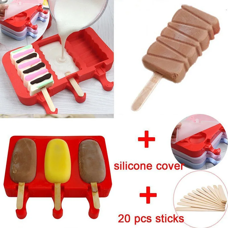 3 Holes Silicone Popsicle Molds Ice Cream Mold Tray Reusable Kitchen Tools Form For Ice Frozen With Wooden Sticks Lid 2018
3 Holes Silicone Popsicle Molds Ice Cream Mold Tray Reusable Kitchen Tools Form For Ice Frozen With Wooden Sticks Lid 2018
