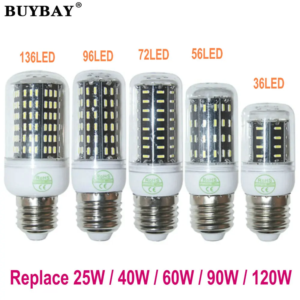 Image Less heat SMD4014 E27 LED bulb 220V E27 led lamp Warm cold white LED candle spotlight chandelier replace 25w 40w 60w 90w 120w