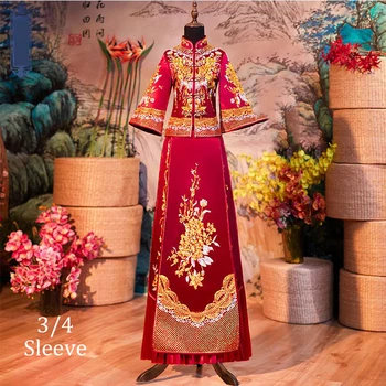 Mandarin Collar Women Cheongsam Satin Bride Marriage Dress Suit Embroidery Floral Vintage Button Toast Clothing Oriental Qipao
Mandarin Collar Women Cheongsam Satin Bride Marriage Dress Suit Embroidery Floral Vintage Button Toast Clothing Oriental Qipao