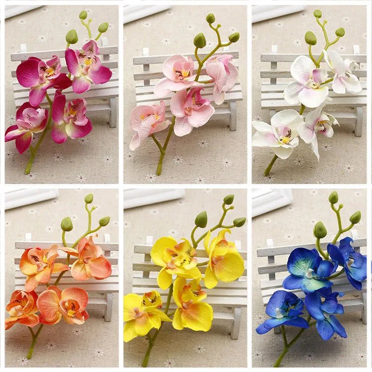 Image High Simulation Flower DIY False Flower Butterfly Orchid Set Home Living Room Decoration Flower False Silk Flower Arrangement
