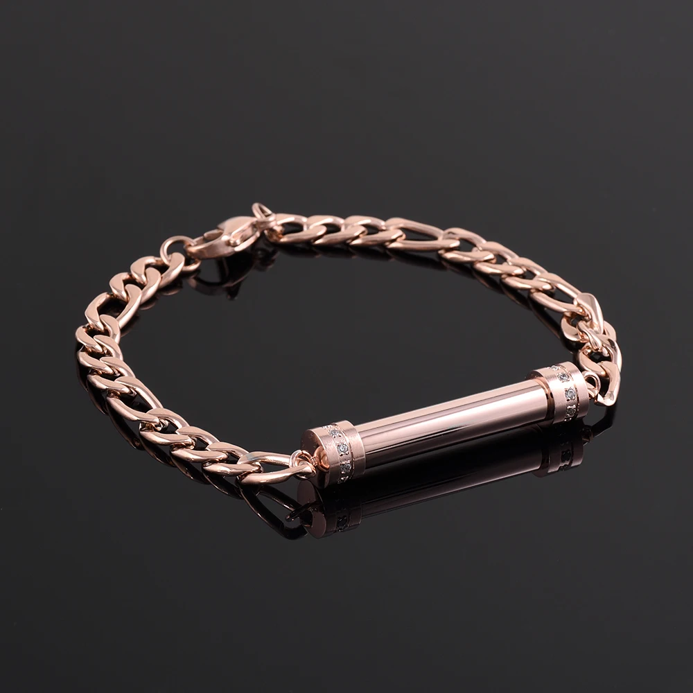 Rose Gold/Gold Stainless Steel Cylinder Cremation Bracelet Memory Ashes Keepsake Urn Women's Chain Bracelet
Rose Gold/Gold Stainless Steel Cylinder Cremation Bracelet Memory Ashes Keepsake Urn Women's Chain Bracelet