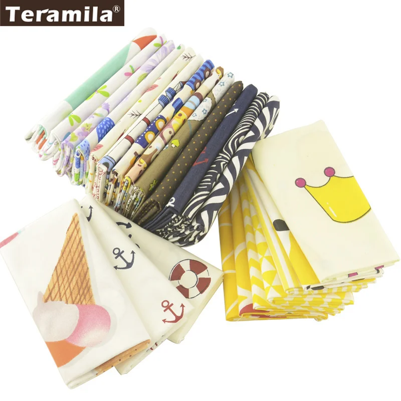 

Teramila Cotton Fabric 23 Designs Quilting Charm Packs Fat Quarter Meter Yellow And White Style Bedding Quilting Twill Clothing