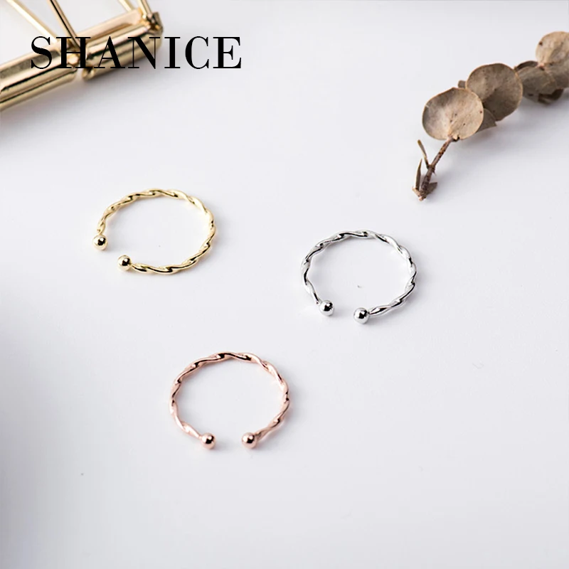 SHANICE 100% Real Pure 925 Sterling Silver Open Ring Simple Twist Bead Fine Ring Thin Little finger Ring For Women Jewelry
SHANICE 100% Real Pure 925 Sterling Silver Open Ring Simple Twist Bead Fine Ring Thin Little finger Ring For Women Jewelry