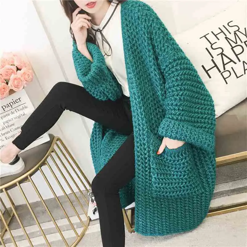 2019 Women Autumn Winter Solid Long Sweater Cardigan Thicken Warm Coarse Wool Big Pocket Female Oversize Knitted Jacket LQ346
2019 Women Autumn Winter Solid Long Sweater Cardigan Thicken Warm Coarse Wool Big Pocket Female Oversize Knitted Jacket LQ346