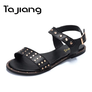 Ta Jiang Genuine Cow Leather Rivets Women Sandals Summer Square Heels Women Gladiator Flat Sandals Ladies Beach Shoes Woman 
Ta Jiang Genuine Cow Leather Rivets Women Sandals Summer Square Heels Women Gladiator Flat Sandals Ladies Beach Shoes Woman