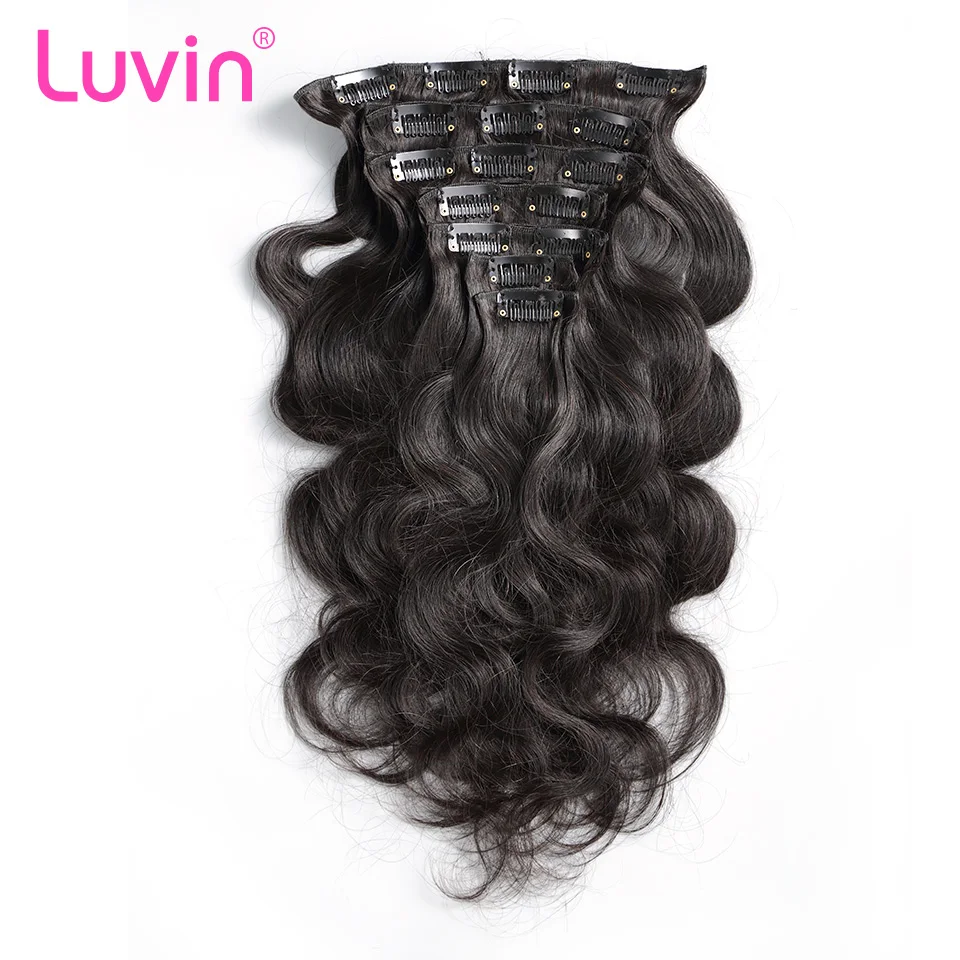 Luvin Clip In Human Hair Extensions Body Wave 100G Natural Color 7 Pieces/Set Brazilian Remy Hair Clip In Full Head Sets
Luvin Clip In Human Hair Extensions Body Wave 100G Natural Color 7 Pieces/Set Brazilian Remy Hair Clip In Full Head Sets